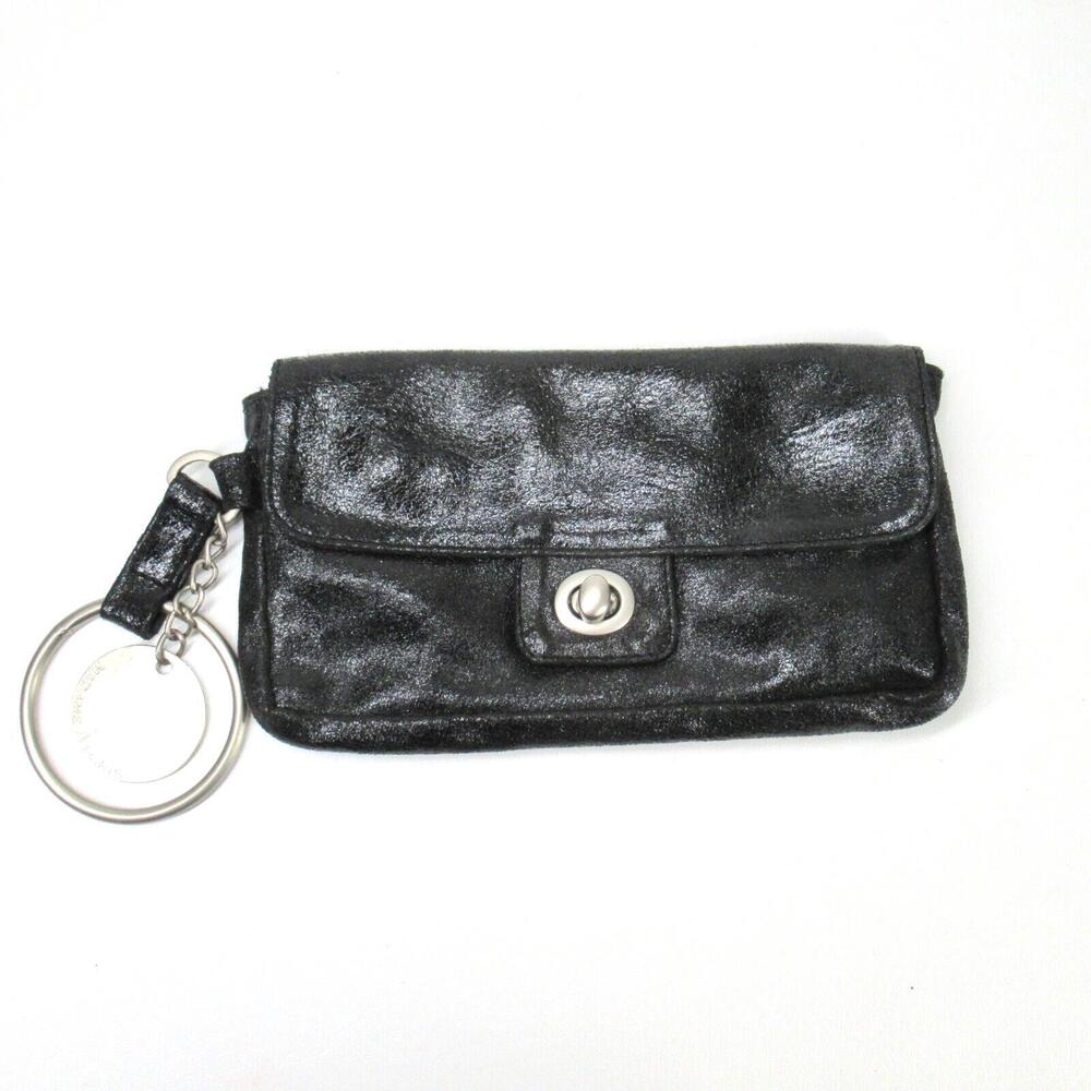 Madame A Paris Wristlet Handbag Women S Black Shimmer Leather Ring Purse Bag